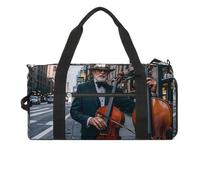 Street Singer and Double Bass Player Bolsa de gimnasio para hombres y mujeres, bolsa de lona grande para entrenamiento de viaje