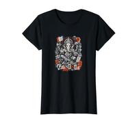 Street Style Ganesha Dios Elefante Hindú Camiseta gráfica económica, Mujer, Negro, S