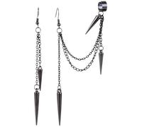 Street Wear Color sólido Fashion Design Punk Temperament Party con cadena mujer Ear Bone Clip Aleación Coreana Pendientes colgantes pendientes para hombre (B) Profesional y de moda