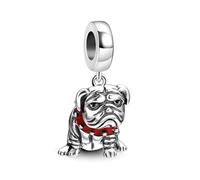 Streetculture Bulldog Perro Familia Amigos Amor Mascota Leal Perro Guardián Perro Césped - Pulsera Colgante Joyería Accesorios Plata de Ley 925 Plata, B/H/T ca. 10 x 21 x 9 / Max.Bandbreite 4,8 mm