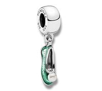 Streetculture Cenicienta Cenicienta Zapatos de baile Perla Zapatilla Ratones Cuento de hadas Fantasía - Encanto de plata 925 Pulsera Accesorios, B/H/T ca. 5 x 25 x 7 / Maxi. Bandbreite 4,2 mm, Plata