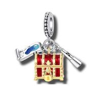 Streetculture Colgante con forma de cofre del tesoro pirata, binoculares, plata de ley 925 con esmalte, colección de aventura y explorador, pulsera de abalorios, accesorios de