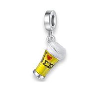 Streetculture I Love Beer - Jarra de cerveza de cristal de trigo levadura para bebidas, botella de cerveza, amuletos de plata 925, colgante de plata de ley, B/H/T ca.: 6 x 23 x 6 mm / Max.Bandbreite