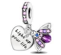 Streetculture Light Up Your Life - Colgante de plata de ley 925 con diseño de abeja y escarabajo de la vida silvestre, B/H/T ca.: 16 x 23 x 6 mm / Max.Band: 4.9 mm, Plata de ley, No es una piedra