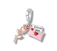 Streetculture Love Brief & Rose - Pulsera de plata de ley 925 con colgante de plata de ley