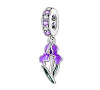 Streetculture Orquídea Tulipán Flor Atención Regalo Amor - Charm Plata 925 Colgante Pulsera Colgante Accesorios Regalo Plata de Ley, B/H/T ca.: 7.8 x 24 x 2 mm, Bolsa de terciopelo
