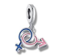Streetculture Símbolos de género hombre mujer sexualidad género - pulsera de abalorios colgante joyería accesorios plata de ley 925, B/H/T ca. 6 x 23 x 4 mm - Max.Bandbreite 4.9 mm, Plata de ley, No