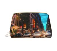 Streets of New York City - Bolsa de almacenamiento de piel con cremallera para artículos diversos, estuche para bolígrafos, White, Talla única
