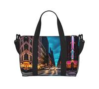 Streets Of New York City Bolsa de viaje cruzada de mano bolso de hombro simple bolsa de deporte y fitness bolsa de fin de semana de noche, negro, talla única, Negro, One Size