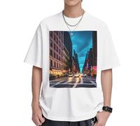 Streets of New York City - Camiseta de manga corta para hombre, de algodón, suave y cómoda, para hombre, Blanco, S