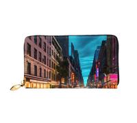 Streets of New York City - Cartera de piel para mujer, con cremallera y bolsillo con cremallera, color negro, talla única, Negro, One Size