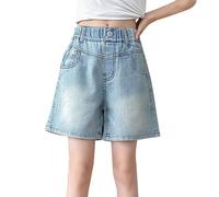 Streetwear Señoras Jogging Niñas Pantalones Cortos Primavera Vaqueros Medianos y Grandes Delgados Casual Denim Shorts Kids Camisas, azul claro, 8-9 años
