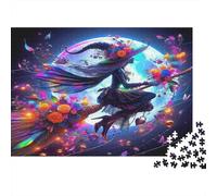 Strega e Luna Puzzle 1000 Pezzi Carta per Adulti Fiori Notturni Fantasy Gioco di Puzzle 1000 Pezzi Relax Arredo Casa Regalo 38x26cm/1000pcs