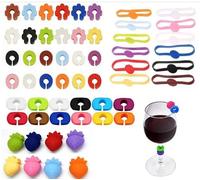 Strehknewen 32 unidades Segnabicchieri Silicone Colorati Ø2 cm - C-Anelli, Fiore, Fragola - Marcatori per Calici e Bicchieri, Riutilizzabili per Feste, Cocktail e Champagne