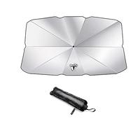 STREHN Coche Lunas Delanteras Parasoles para Tesla Model 3 Model Y Model S Model X Auto Plegable Sombrilla Parasol Protector Sun Shades Windshield Cover Accesorios,142cm