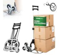 STREND PRO Carretilla Sube Escaleras 80kg | Carretilla Plegable con Sistema de 3 Ruedas | Carro Robusto para Escaleras & Peldaños | Carretilla Regulable en Altura & Compacta