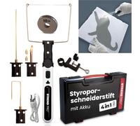STREND PRO Cortador de alambre caliente de poliestireno con batería, cortador de poliestireno 4 en 1, 550 °C para proyectos de bricolaje, maletín de plástico, USB-C, cable de 10 m, adaptador de