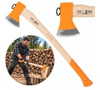 STREND PRO Hickory Wood Hacha A613 1250 g | Mango Hickory 700 mm | Cabeza lacada Naranja con Filo Plateado | Hacha para Partir en tajo | para leña y leña de Chimenea