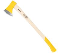 STREND PRO WoodHand Hacha AX201 1250 g | Mango de Madera 700 mm | Cabeza lacada Amarilla con Filo Plateado | Hacha para Partir en tajo | para leña y leña de Chimenea