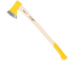 STREND PRO WoodHand Hacha AX201 1250 g | Mango de Madera 700 mm | Cabeza lacada Amarilla con Filo Plateado | Hacha para Partir en tajo | para leña y leña de Chimenea