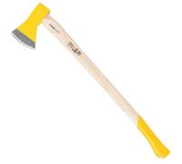 STREND PRO WoodHand Hacha AX201 1400 g | Mango de Madera 900 mm | Cabeza lacada Amarilla con Filo Plateado | Hacha para Partir en tajo | para leña y leña de Chimenea