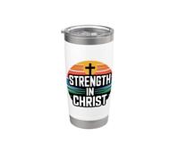 Strenght In Christ Vaso térmico de acero inoxidable de doble pared