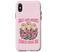 Strength Blooms Here Breast Cancer Awareness Carcasa para iPhone X/XS
