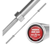 Strength Shop barra olimpica 20kg 220 cm de largo & 29mm ⌀, barra pesas musculacion para entrenamiento con discos de 50mm y agarre estriado agresivo, perfecta para sentadillas, peso muerto y más.