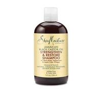 SheaMoisture Champú Strengthen & Restore, Cabello Tratado y Dañado, Fortalece y Repara, Hidratación Intensa, Aceite de Ricino Negro Jamaicano y Manteca de Karité, 384 ml