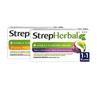 StrepHerbal Pack Saúco y Equinácea + Propolis y Melisa con Vitamina C y Zinc para el sistema Inmunitario - 32 pastillas para chupar