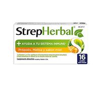 StrepHerbal Propolis y Melisa con Vitamina C y Zinc para el sistema Inmunitario, Sabor Miel - 16 pastillas para chupar
