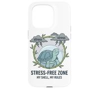 Stress Free Zone My Shell My Rules Caja de Salud Mental Tortuga Carcasa para iPhone 15 Pro