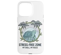 Stress Free Zone My Shell My Rules Caja de Salud Mental Tortuga Carcasa para iPhone 15 Pro MAX