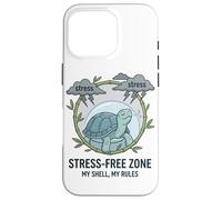 Stress Free Zone My Shell My Rules Caja de Salud Mental Tortuga Carcasa para iPhone 16 Pro