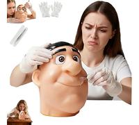 Stress Relief Pimple Popping Toy-Realistic Blackhead Popper Fidget Face Simulator, Silicone Pimple Popper Toy, Reusable Squeeze Acnes Face Pimples Cleaning Sensory Toys (Black)