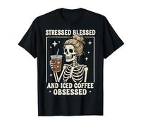 Stressed Blessed And Iced Coffee Obsessed Camiseta