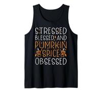 Stressed Blessed and Pumpkin Spice Obsessed Camiseta sin Mangas