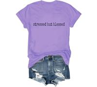 Stressed But Blessed Shirt Too Blessed to Be Stressed Camisetas para mujeres y hombres, morado claro, S