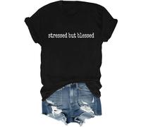 Stressed But Blessed Shirt Too Blessed to Be Stressed Camisetas para mujeres y hombres, Negro, XL