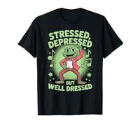 Stressed Depressed But Well Dressed Funny Frog Adult Humor Camiseta