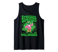 Stressed Depressed But Well Dressed Funny Frog Adult Humor Camiseta sin Mangas