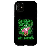 Stressed Depressed But Well Dressed Funny Frog Adult Humor Carcasa para iPhone 11