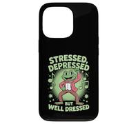 Stressed Depressed But Well Dressed Funny Frog Adult Humor Carcasa para iPhone 13 Pro