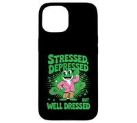 Stressed Depressed But Well Dressed Funny Frog Adult Humor Carcasa para iPhone 15