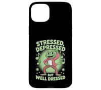 Stressed Depressed But Well Dressed Funny Frog Adult Humor Carcasa para iPhone 15 Plus