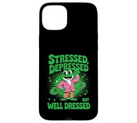 Stressed Depressed But Well Dressed Funny Frog Adult Humor Carcasa para iPhone 15 Plus