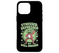 Stressed Depressed But Well Dressed Funny Frog Adult Humor Carcasa para iPhone 16 Pro MAX
