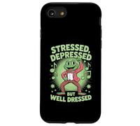 Stressed Depressed But Well Dressed Funny Frog Adult Humor Carcasa para iPhone SE (2020) / 7/8
