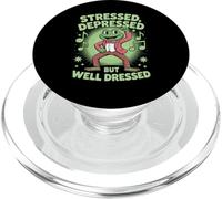 Stressed Depressed But Well Dressed Funny Frog Adult Humor PopSockets PopGrip para MagSafe
