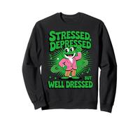 Stressed Depressed But Well Dressed Funny Frog Adult Humor Sudadera